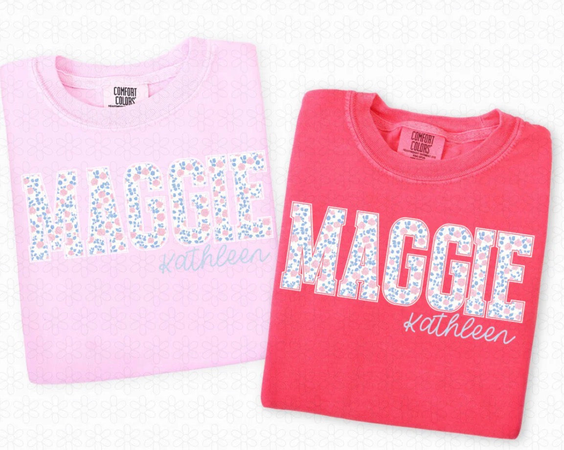 Floral Custom Name - Kids Rabbit Skins