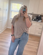 Harbor Stripe Ribbed Top in Mocha