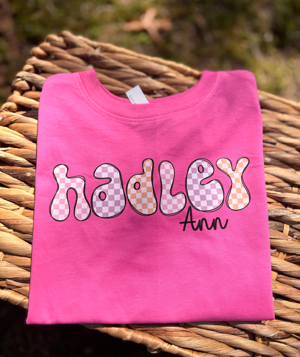 Girls Checkered Name Tee