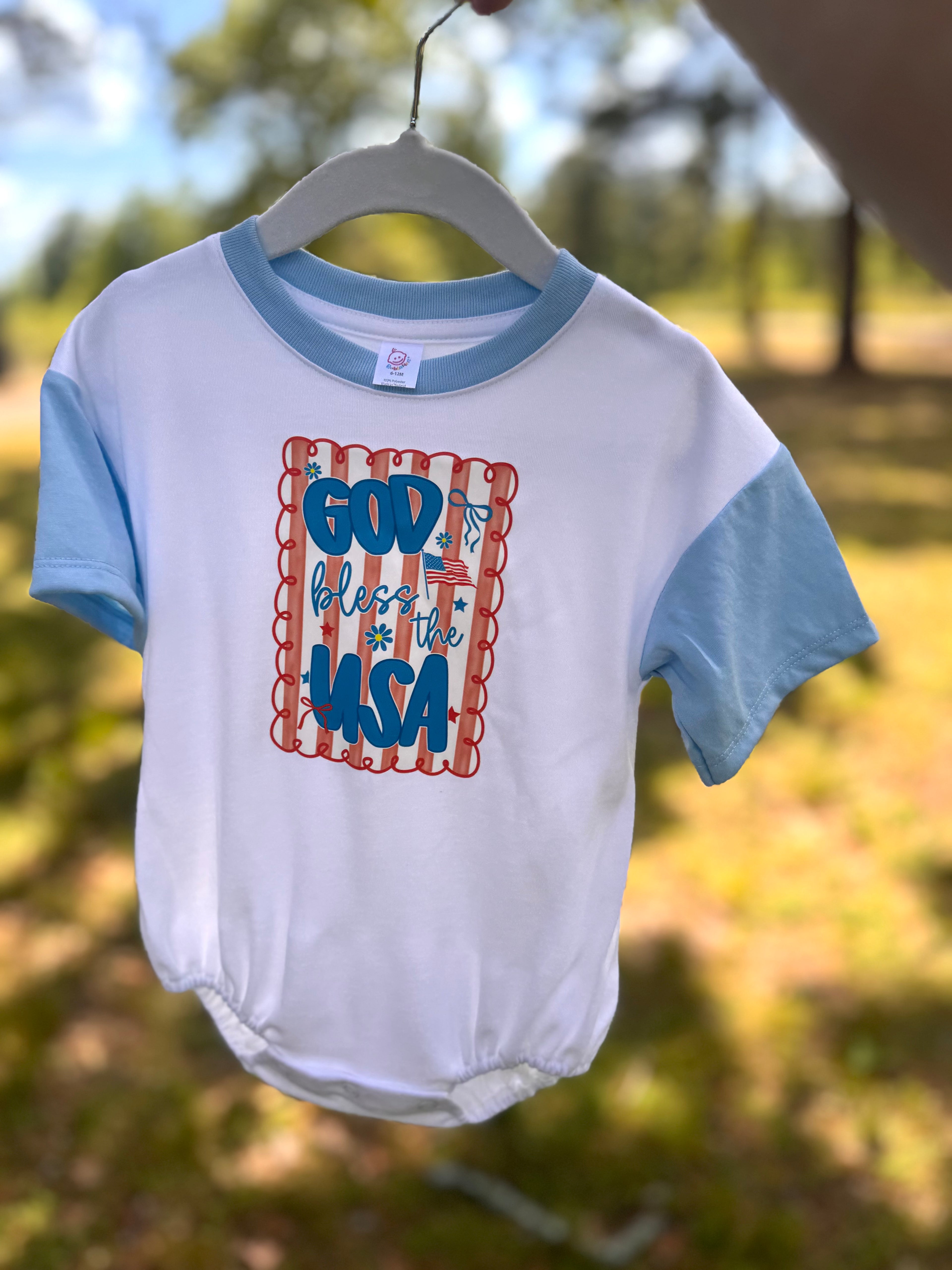 God Bless the USA Bubble 6-12m READY TO SHIP