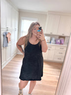 Coastal Breeze Dress Romper in Midnight Black