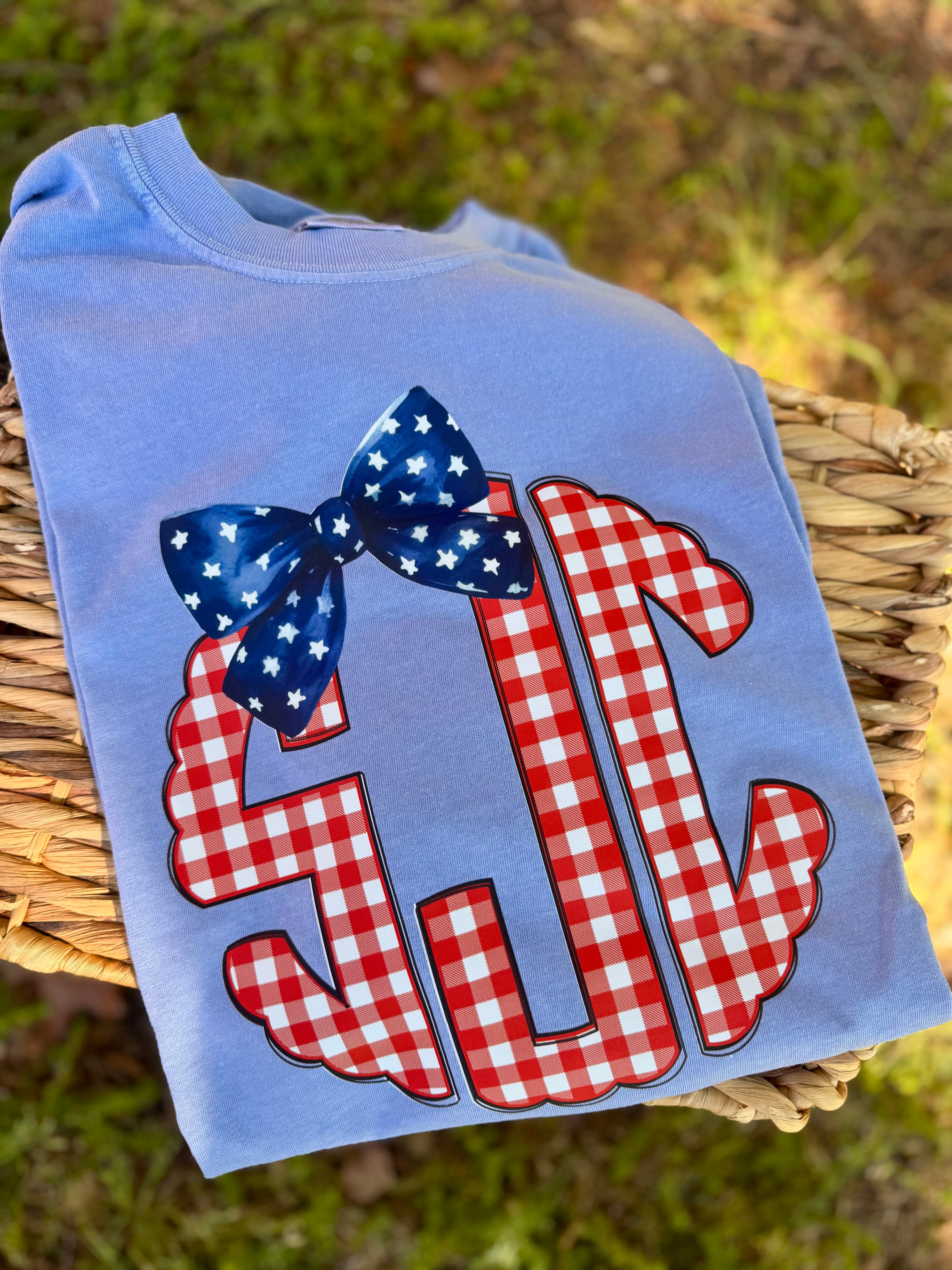 All American Gingham Monogram Tee