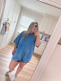 Ocean Blue Vintage Washed Oversized Tee