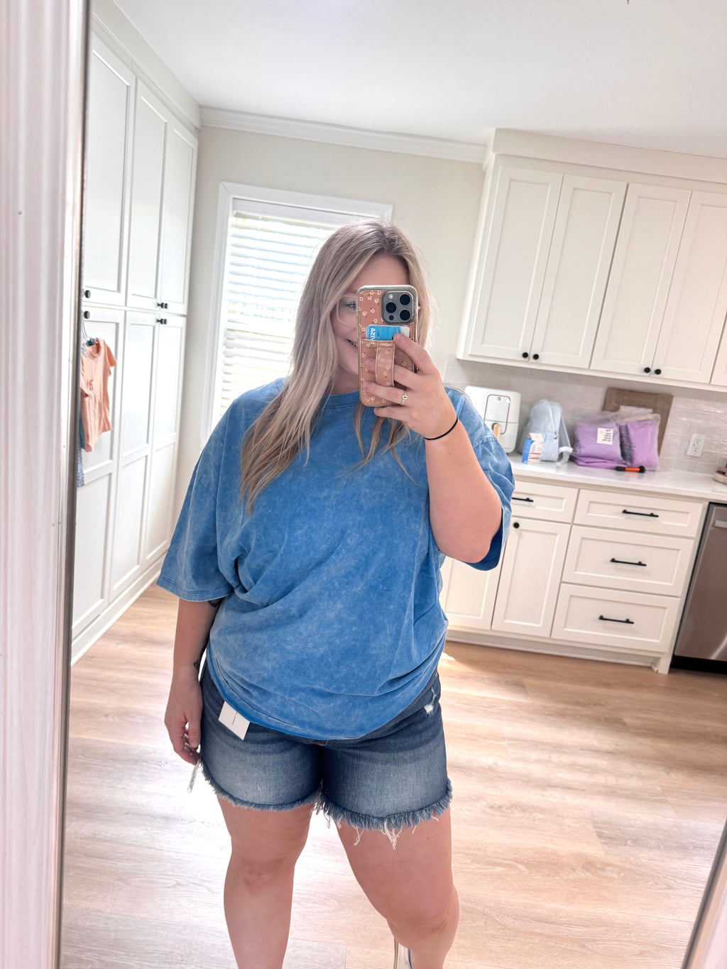 Ocean Blue Vintage Washed Oversized Tee