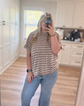 Harbor Stripe Ribbed Top in Mocha